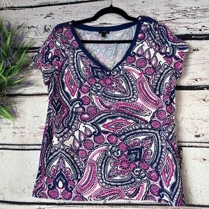 Talbots colorful paisley print top